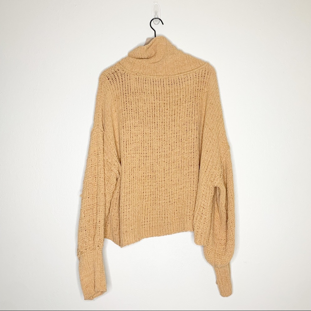 NWT Free People Be Yours Cowl Neck Camel Pullover - Picture 4 of 11